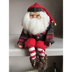 MCM Santa Elf Shelf Sitter Knee Hugger Christmas Pixie Bendable  12" Decor Vinta